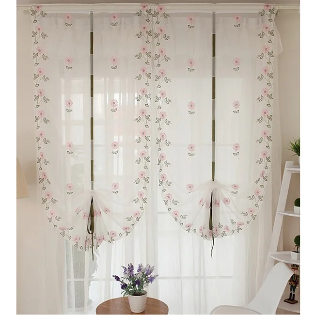 Pink Flower Topfinel бабочка цветок римские прозрачные шторы для гостиной кухни спальни вышитые оконные дапировки шторы тюль - Цвет: Pink Flower