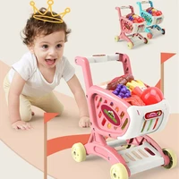 15pcsset 2430cm children simulation supermarket shopping cart trolley toys for girls cut fruits vegetables role play house toy