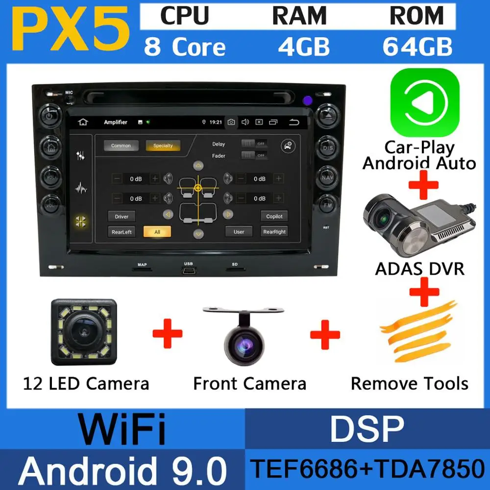 PX5-Adas-Carplay 5 USB порт PX6/Восьмиядерный Android 9,0 автомобильный dvd-плеер для Renault Megane 2 ii 2003-2010 Автомобильный gps Радио DSP Android авто мультимедиа - Цвет: PX5-Adas-Carplay
