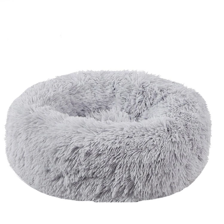 Light grey Кровать для собаки длинная плюшевая супер мягкая кровать для питомца питомник Круглый Питомник домик для собаки кошка зимний теплый спальный мешок щенок подушка коврик товары для собак - Color: Light grey