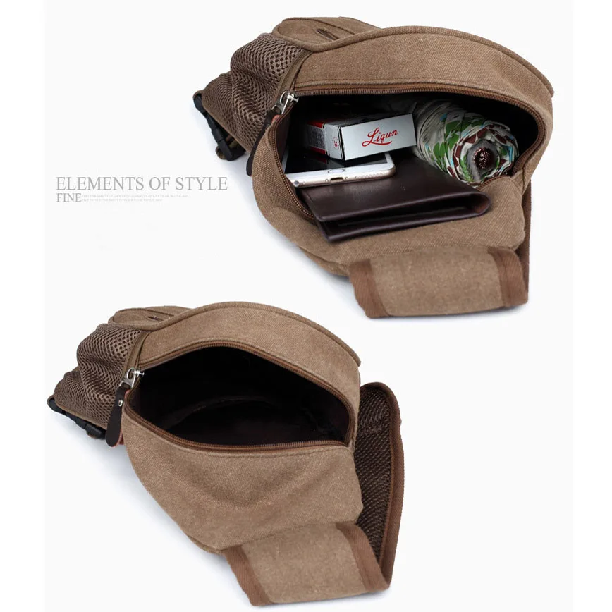 

Men Canvas Small Sling Bag Solid Zipper Outdoor Casual Military Waist Pack Sling Chest Bag