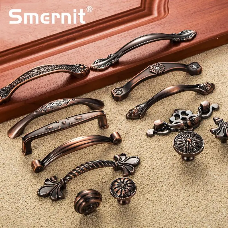 5 шт. Античная дверная ручка алмазные выдвижные ящики резные европейские ручки