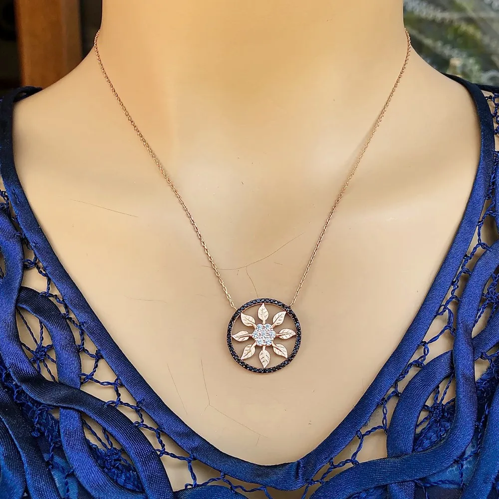 

Sun 925 Sterling Silver Necklace Women Girls Gift Jewelry Accessories Fashion Handmade Elegant Chain