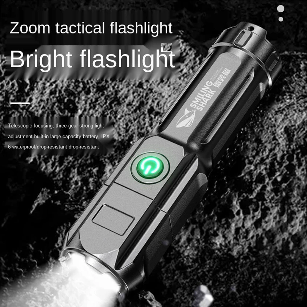 

High Brightness Flashlight Adjustable Focusing Flashlight 0-500M Ooutdoor Camping Waterproof USB Charging Torch Emergency Tool