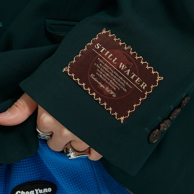 

JING ZHE False Two Jacket Men Korean Style Blazer Solid Suits Women's Spring Jackets Fashion Casual Harajuku All-match Coats Man