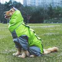 pet dog raincoat reflective waterproof zipper clothes high neck hooded jumpsuit for small big dogs overalls rain cloak labrador
