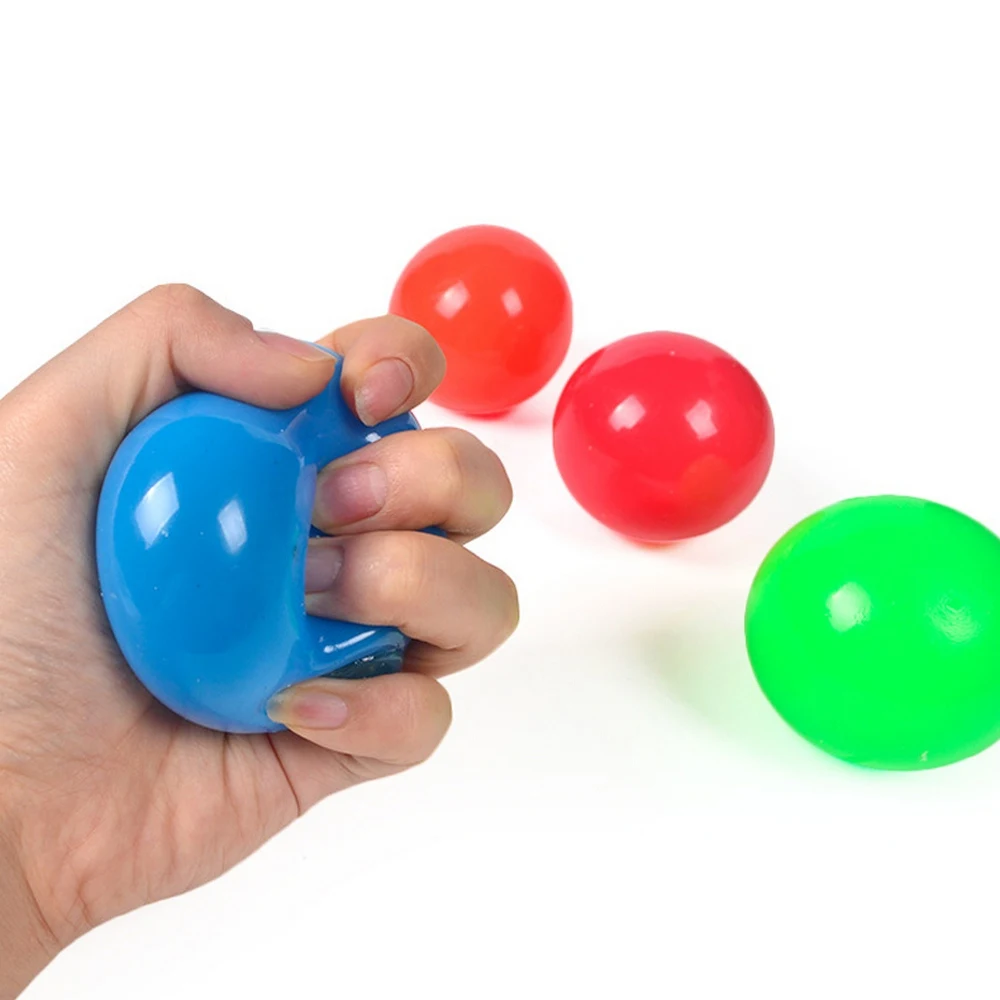 

4Pcs Stick Wall Ball Stress Relief Ceiling Balls Squash Ball Globbles Decompression Toy Sticky Target Ballceiling Light Ball