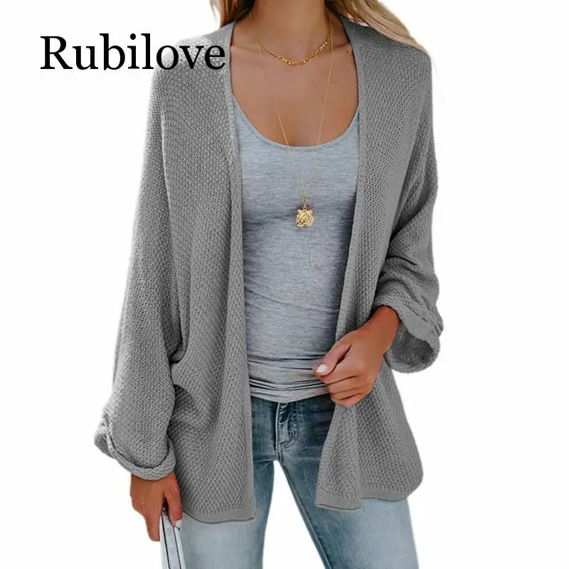 

Rubilove Bat Sleeve Casual Cardigan Women Sweaters Fashion Autumn 2019 Woman Loose Coat Knitted Cardigans Long