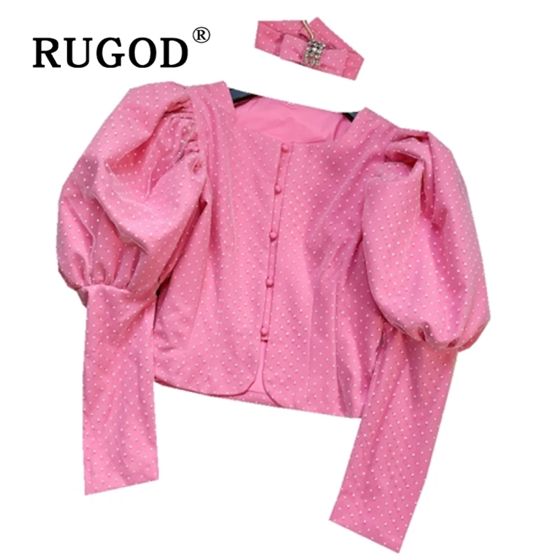 RUGOD 2020 офисные женские рубашки с принтом в горошек элегантные сетчатые блузки