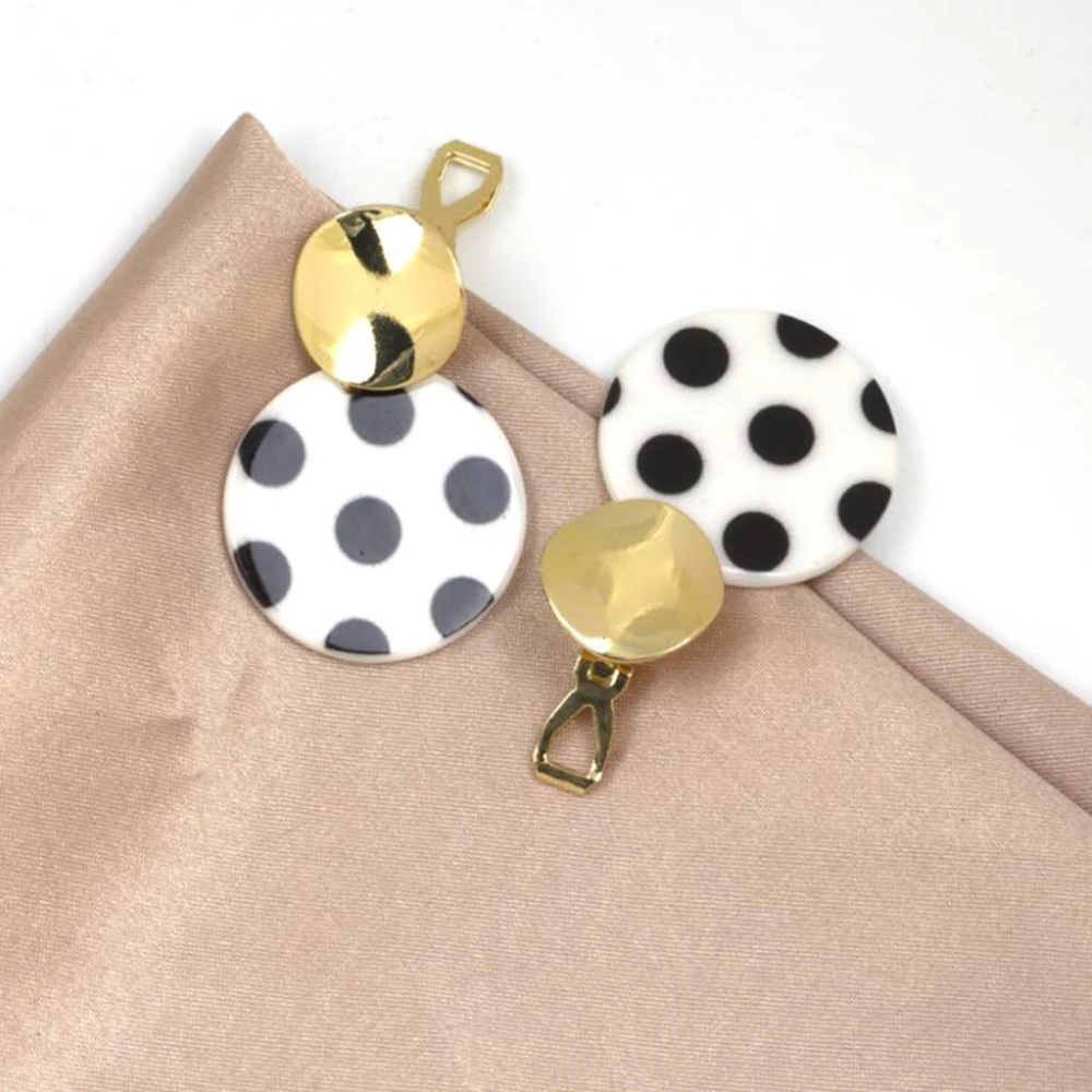 GRACE JUN New Arrival Enamel Crystal Acrylic Geometric Round Clip on Earrings Without Pierced for Women Luxury Charm Ear | Украшения и