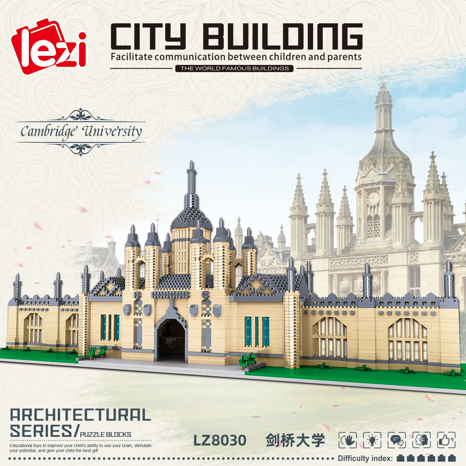 

LZ8030-8031 Architectural model Cambridge Oxford University Diamond particles building blocks toys for children gifts