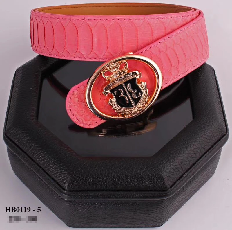 Pink Мужской Пояс Миллионера из змеиной кожи, новинка, модная повседневная английская Пряжка из сплава, высокое качество, большой размер 105-130 см - Цвет: Pink