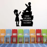 boy girl reading books vinyl wall decal decoration today a reader vinyl sticker quote for schools libraries classroom mural a27