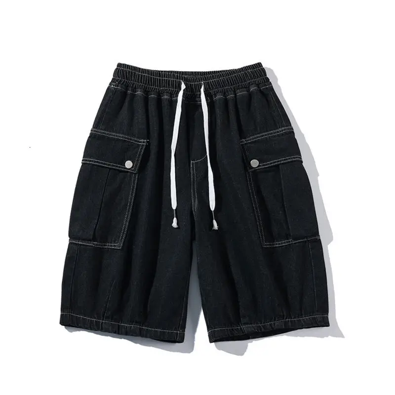 

Hip Hop Men Shorts Large Pocket Denim Shorts Straight Casual Male Shorts New For Man Loose Spring And Summer Polyester Regular