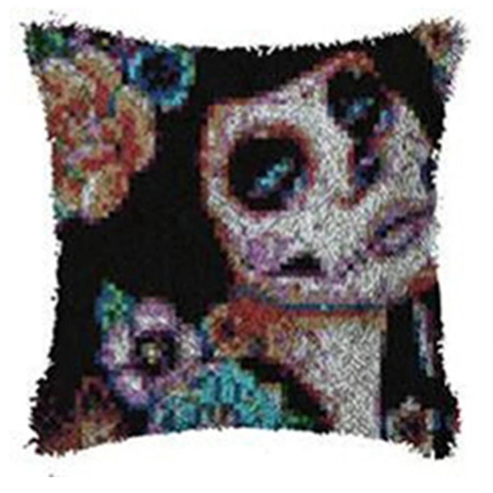 

DIY Pillow Latch hook kit Canvas for embroidery Cross stitch embroidery on printed canvas Girl Crafts for adults Cushions craft