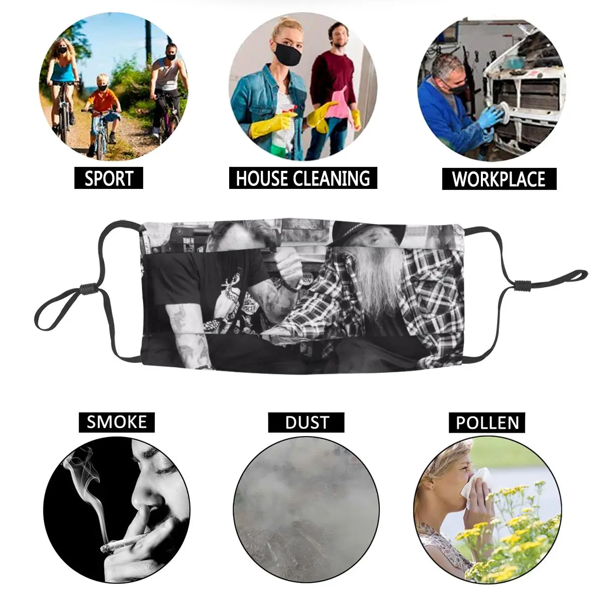 

Johnny Hallyday Men Women Reusable Face Mask French Rock Singer Anti Haze Dustproof Protection Cover Respirator