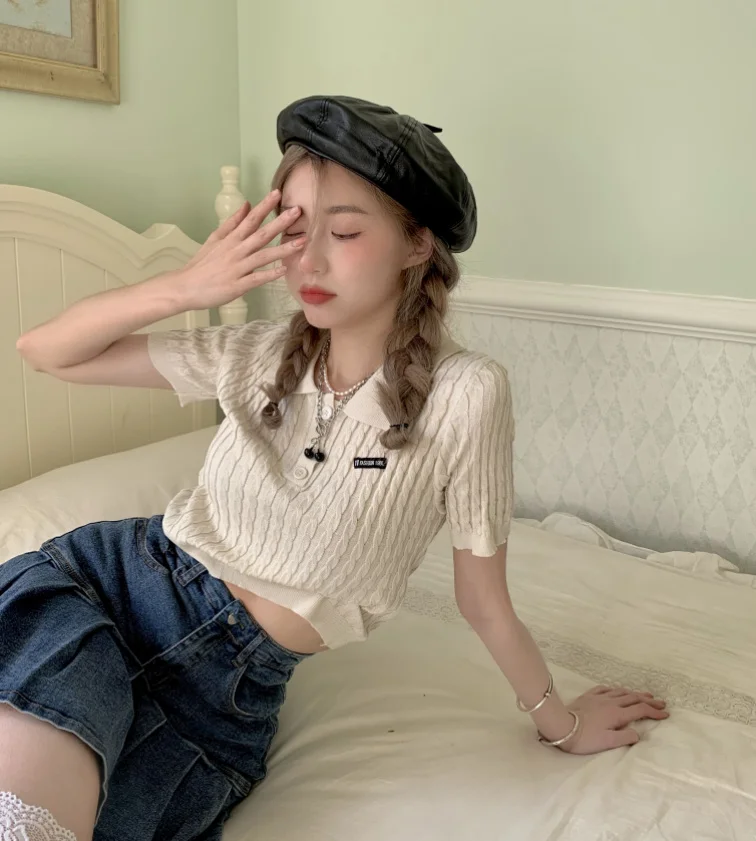 Женская футболка с V-образным вырезом и коротким рукавом женский тонкий свитер