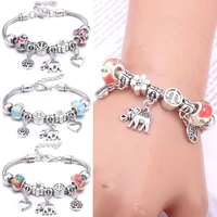 elephant beaded bracelet love heart feather charm bracelets for women men original crystal flowers love beaded bangle gift
