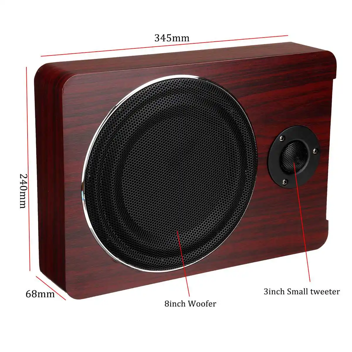 

600W 8" 12V Car Amplifier Subwoofer Car Audio Slim Under Seat Active Subwoofer Bass Speaker Car Subwoofers Woofer