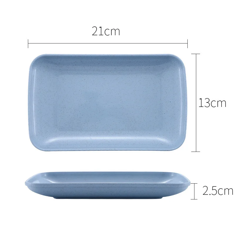 

Japanese Style Wheat Straw Square Home Dining Plate Dessert Pasta Dinner Pure Color Fruit Snack Flavor Plate Plate Set