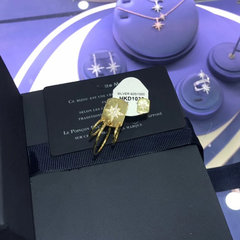 Модный шарм копия 1:1 асимметричная звезда серьги с обручем и его шпильки женщин