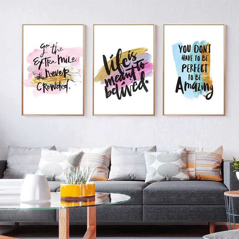 

Live Motivational Quote Wall Art Canvas Painting Watercolor Minimalist Inspirational Poster Modern Living Room Home Decor