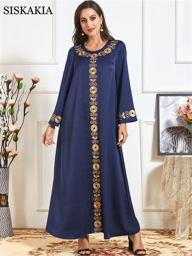 Siskakia винтажное этническое Платье макси с вышивкой для женщин осень 2020 размера