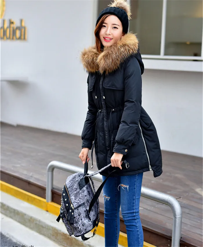 Корейская модная зимняя женская куртка на утином пуху женские парки пальто с