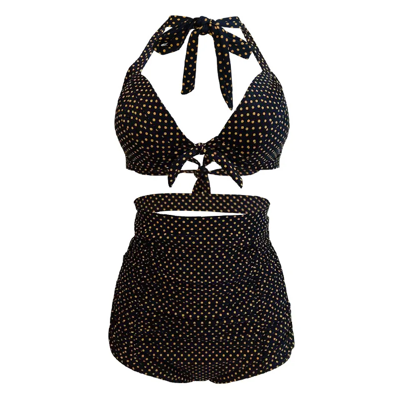 

Wave Point Swimsuit Strap High Waist Bikini Dot Print 2 Piece Swimsuit Women Swimming Suit for Women High Waist Swimwear Women