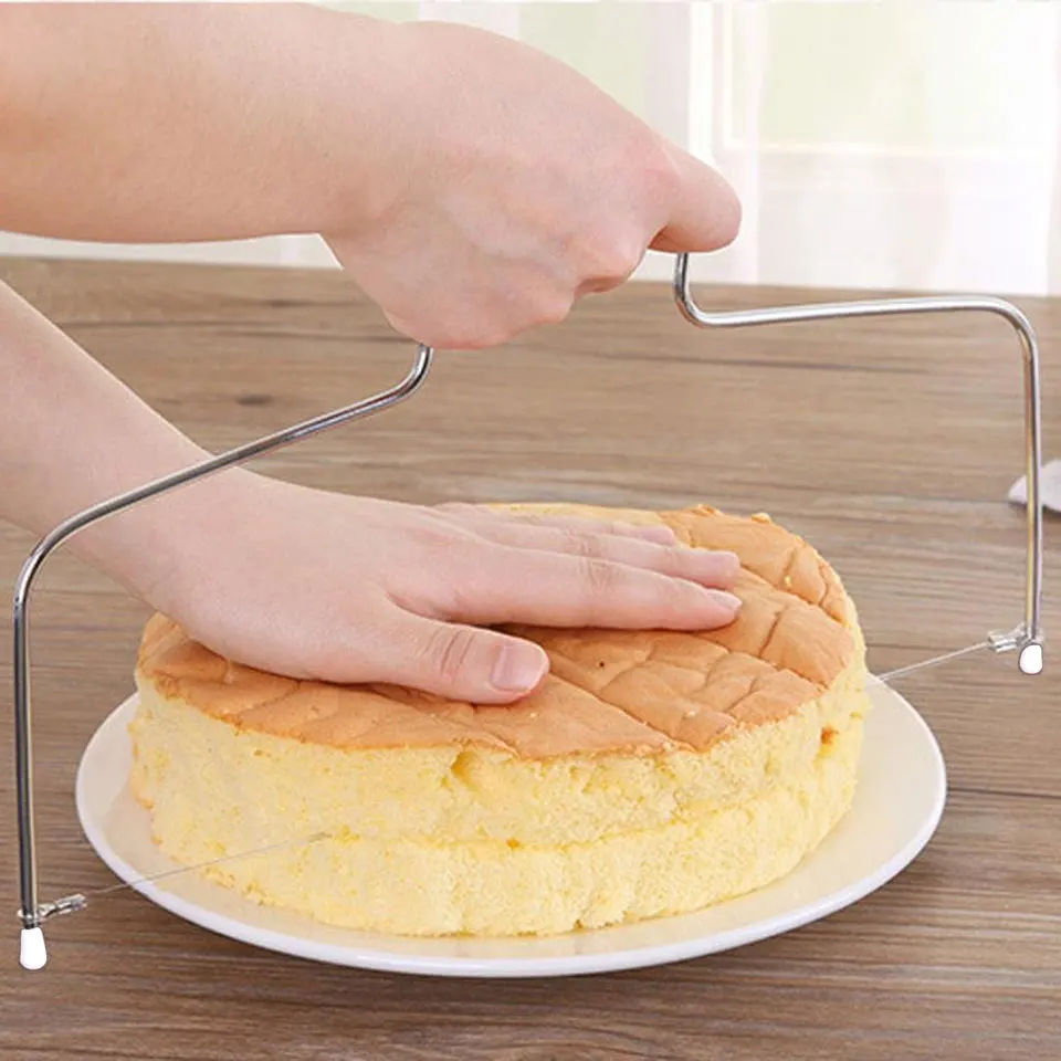 Double Line Cake Cutting Slicer Stainless Steel Metal Cake Cutting Tool Pizza Dough Slicer Baking Tool Kitchen Tool