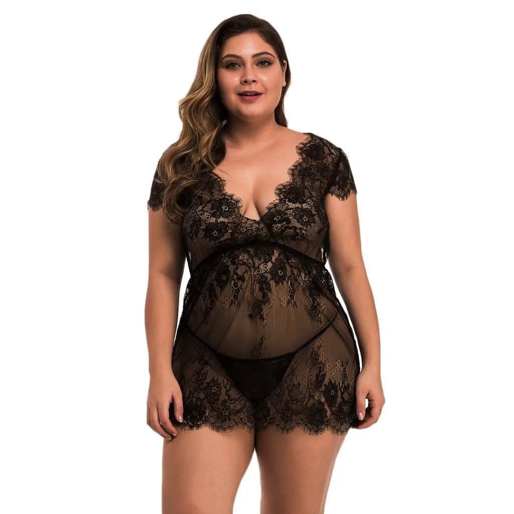 negligee Сексуальное, эротическое белье женское кружевное открытое Ночное платье Плюс Размер белое ночное белье Прозрачное нижнее белье Ночное платье неглиже J20 - Цвет: negligee