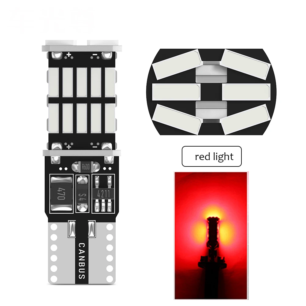 

2 шт. Автомобильные светодиодные фонари T10 W5W 194 4014SMD T15 W16W Canbus без ошибок для автомобильных аксессуаров внутренние лампы купольная дверная лампа 12 В диод