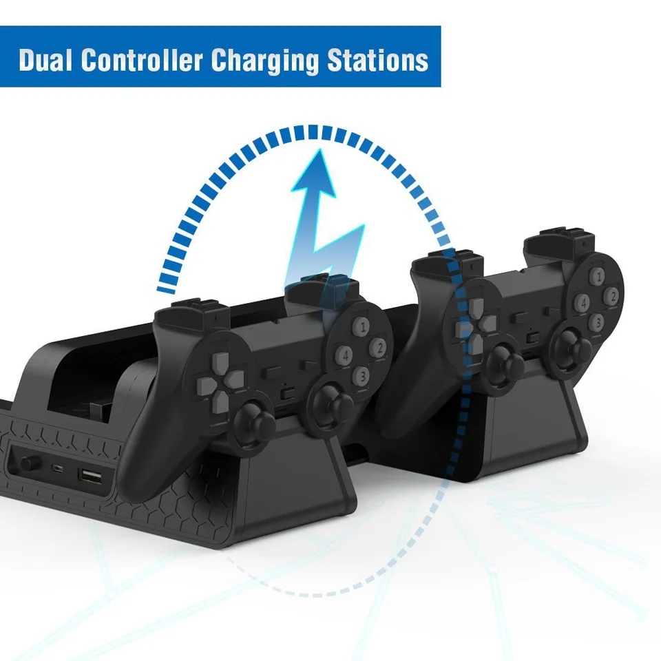 PS4 Accessories PS4/PS4 Slim/PS4 Pro Vertical Console Cooling Fan Controller Charger Game Disk Storage Stand Tower | Электроника