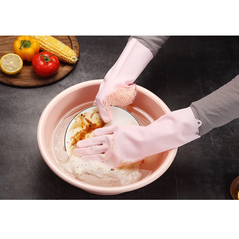 Волшебные многофункциональные силиконовые перчатки для очистки мытья тарелок