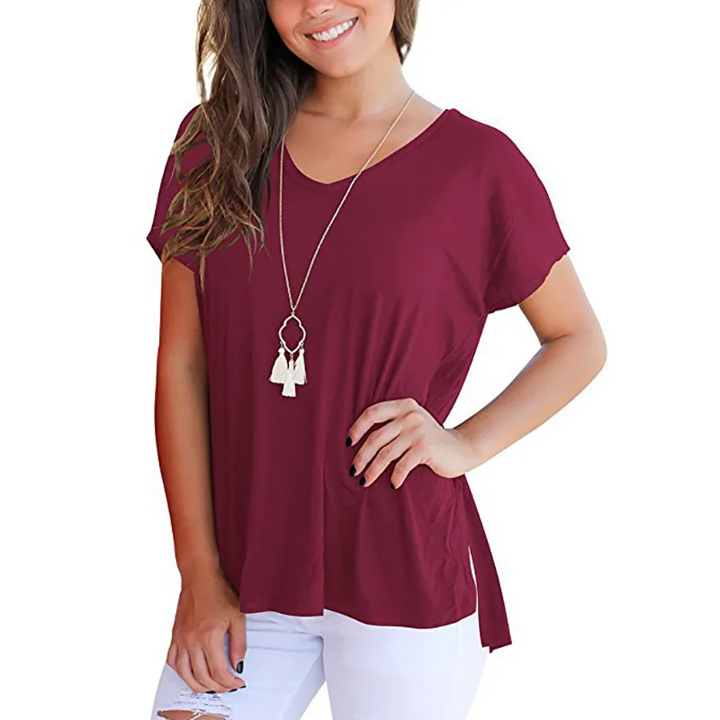 Летние женские футболки с коротким рукавом и v образным вырезом XXL Свободная