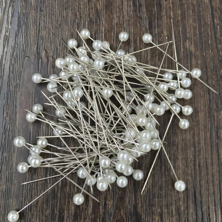 100 шт./корт. 40 мм круглая головка с жемчугом Женская Цветочная швейная булавка