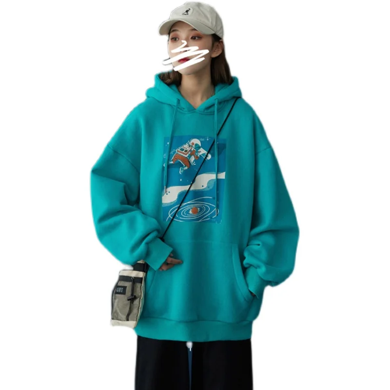 

Women's Sweatshirt Spring Autumn Hooded Sweatshirts Solid Casual Loose Women's Hoodie Street Kawaii Clothes Women Pulovers 2021