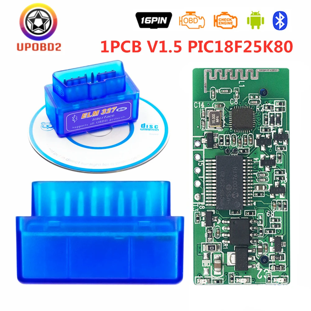 Считыватель кодов V1.5 PIC18F25K80 ELM327 V2.1 Bluetooth автомобильный диагностический сканер 1 5