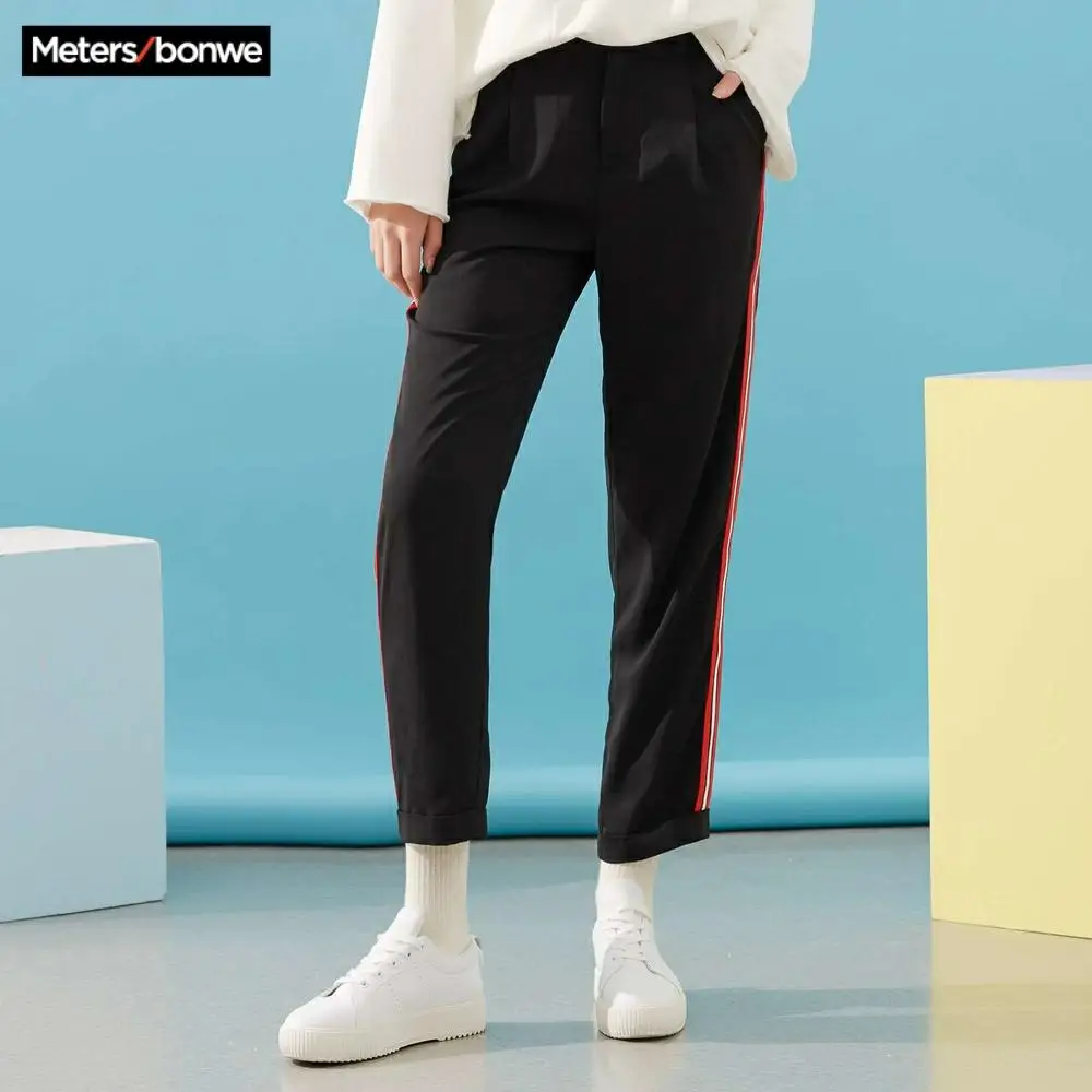 Брюки Metersbonwe женские спортивные со средней талией свободные шаровары в Корейском