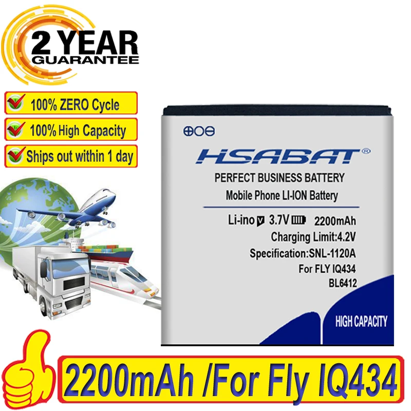 Новинка 100% высококачественные фотоаккумуляторы HSABAT BL6412 на 2200 мАч для Fly IQ434