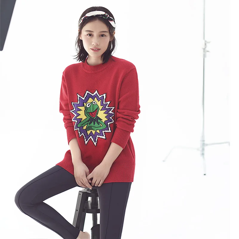 Patads France autumn and winter limited edition printed frog casual knitting sweater lady s2713h maslachun 2 colors