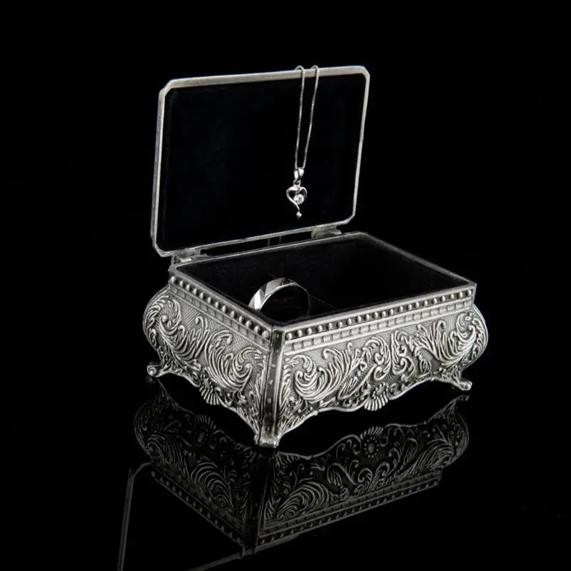 

Vintage Jewelry Trinket Box Rectangle Box Metallic Floral Box Small Gift Storage Dropshipping
