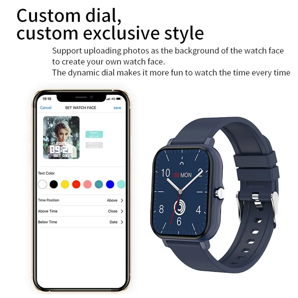 

Smart Watch 1.69 Inch Smart Bracelet Men Full Touch Fitness Tracker IP67 Waterproof Women Smartwatch For Xiaom Iphone Samsung