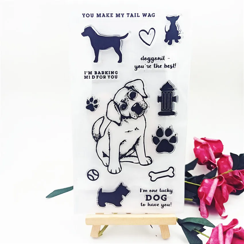 11*16CM Hot sale dog Transparent Clear Stamps / Silicone Seals Roller Stamp for DIY scrapbooking photo album/Card Making | Дом и сад