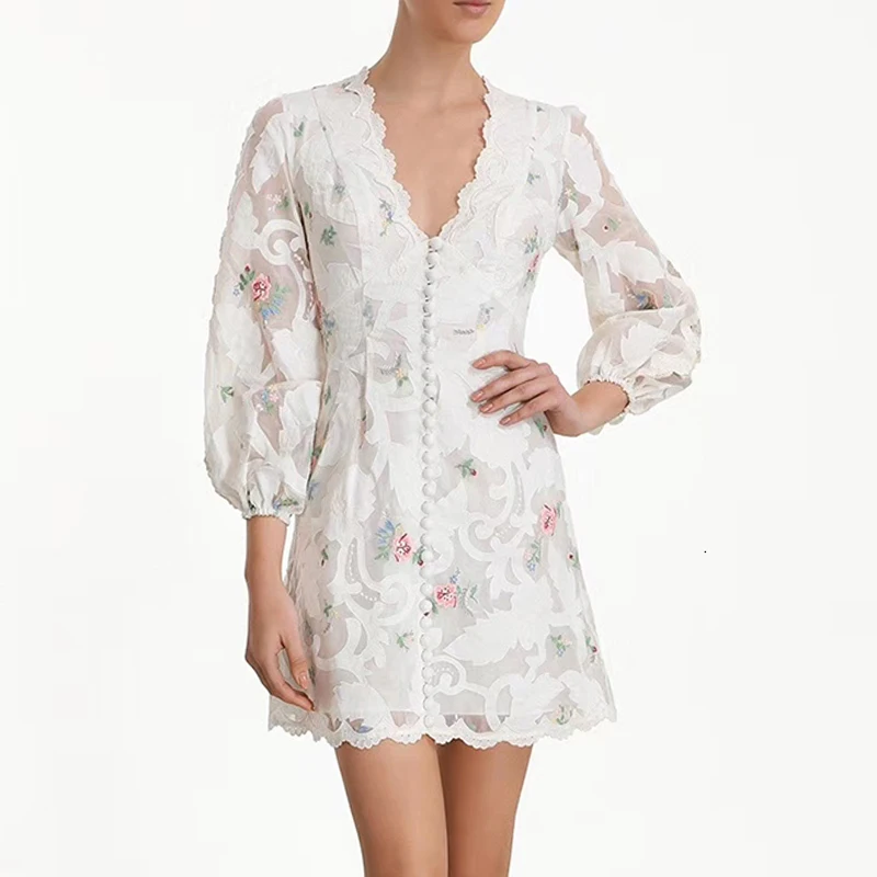 Лоскутные кружевные женские платья с вышивкой v-образный вырез фонарь длинный