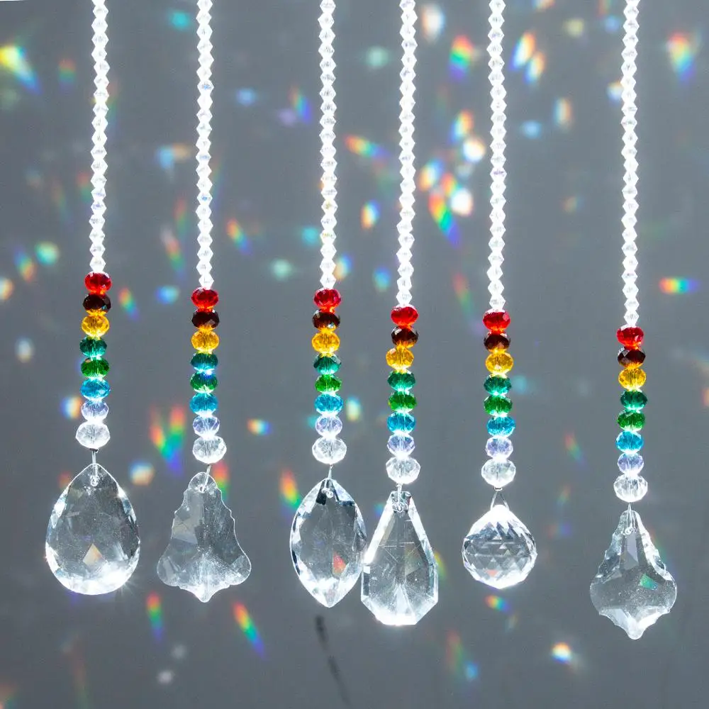 H& D 6 шт. хрустальный шар призмы Suncatcher коллекция радуги чакра Круглый бисер кулон окно висячие орнамент домашний Свадебный декор