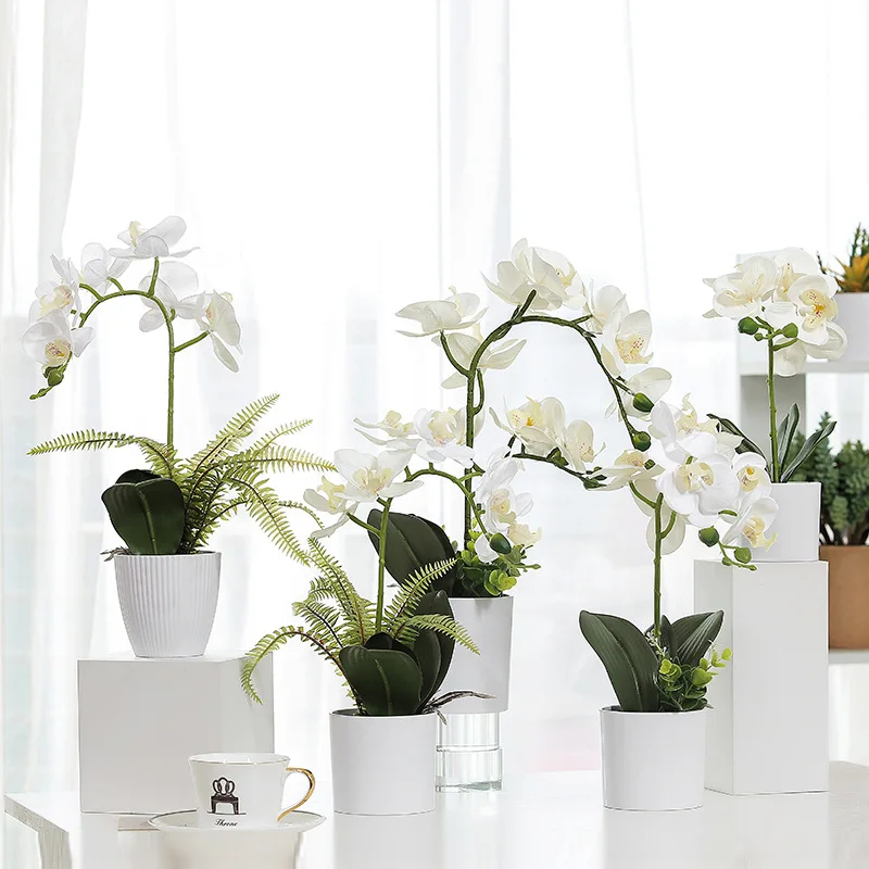 

Artificial White Phalaenopsis Fake Flower Plant Simulation Potted Plants Nordic Home Accessories Room Decor Wedding Plants