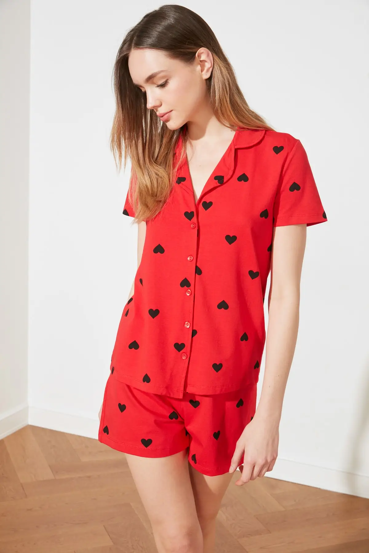 

Heart Pattern Knitted Pajamas