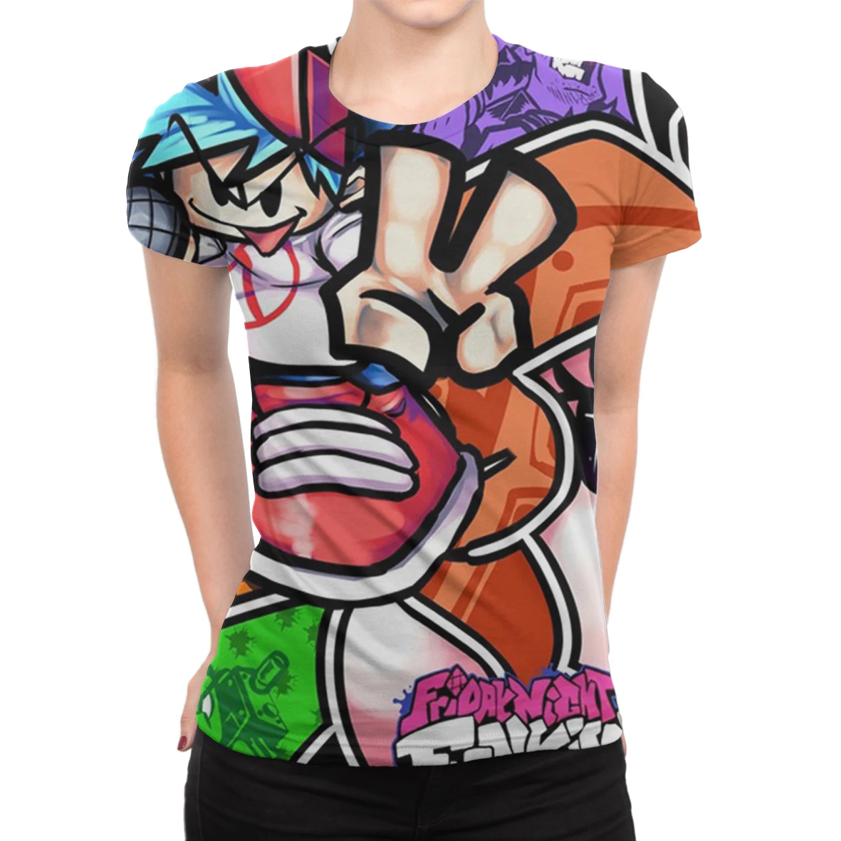 

Friday Night Funkin 3D Pattern Women's Loose Short Sleeve Oversized T-shirt Y2k Anime T-shirt Ladies Tops Harajuku O-neck Tees