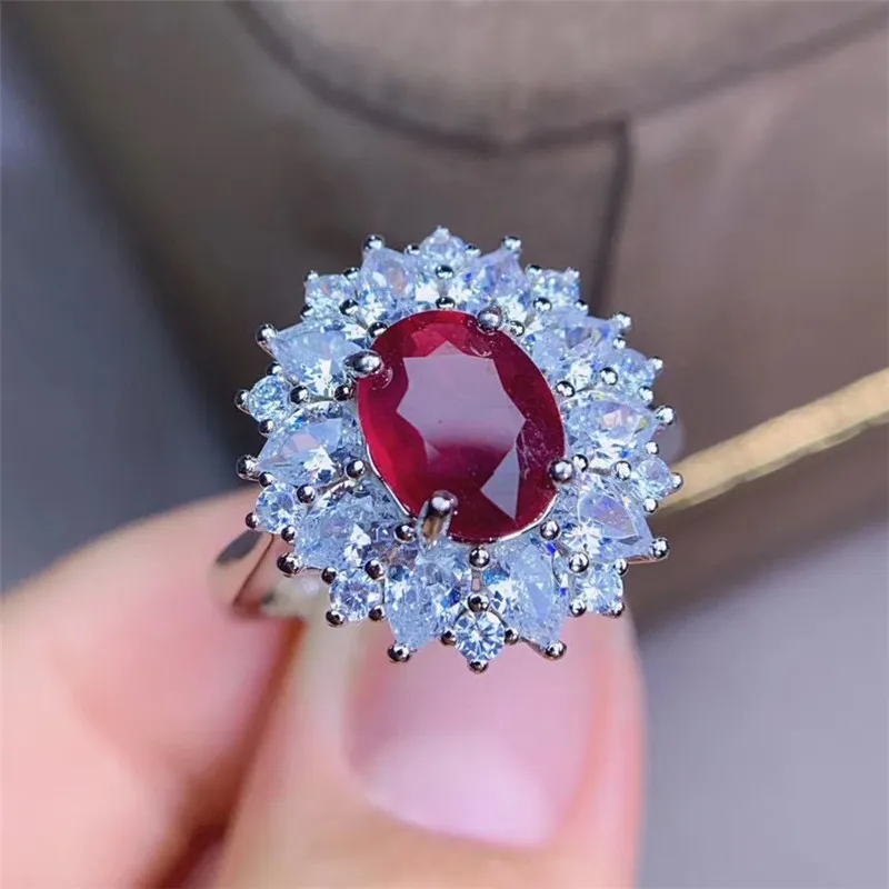 100% Natural Ruby Ring for Engagement 0.4ct SI Grade Ruby Silver Ring Solid 925 Silver Ruby Jewerlry